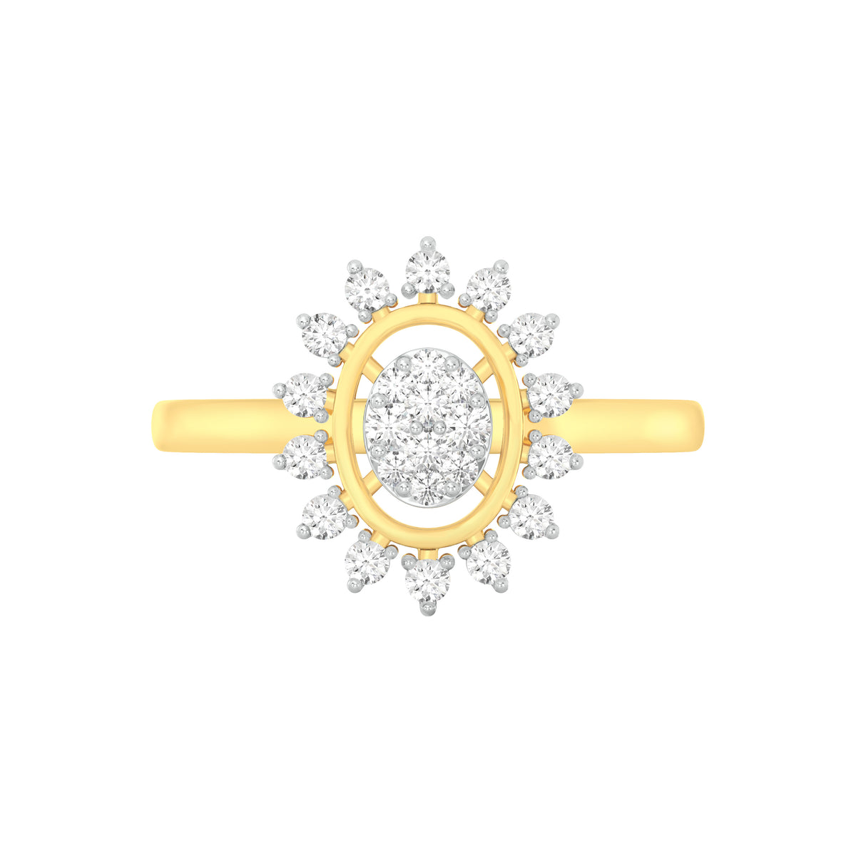 18k Yellow Gold and Diamond Fancy Ring in size 5.5 and total gold weight of 2.28 gm