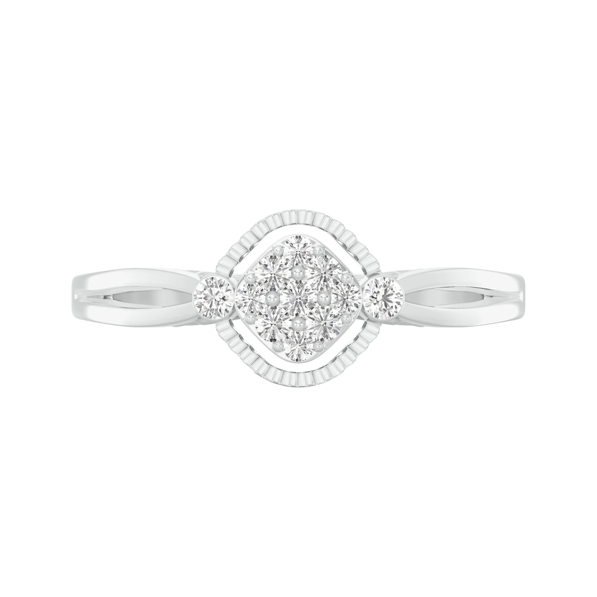 18k White Gold and Diamond Fancy Ring in size 5.5 and total gold weight of 3.54g