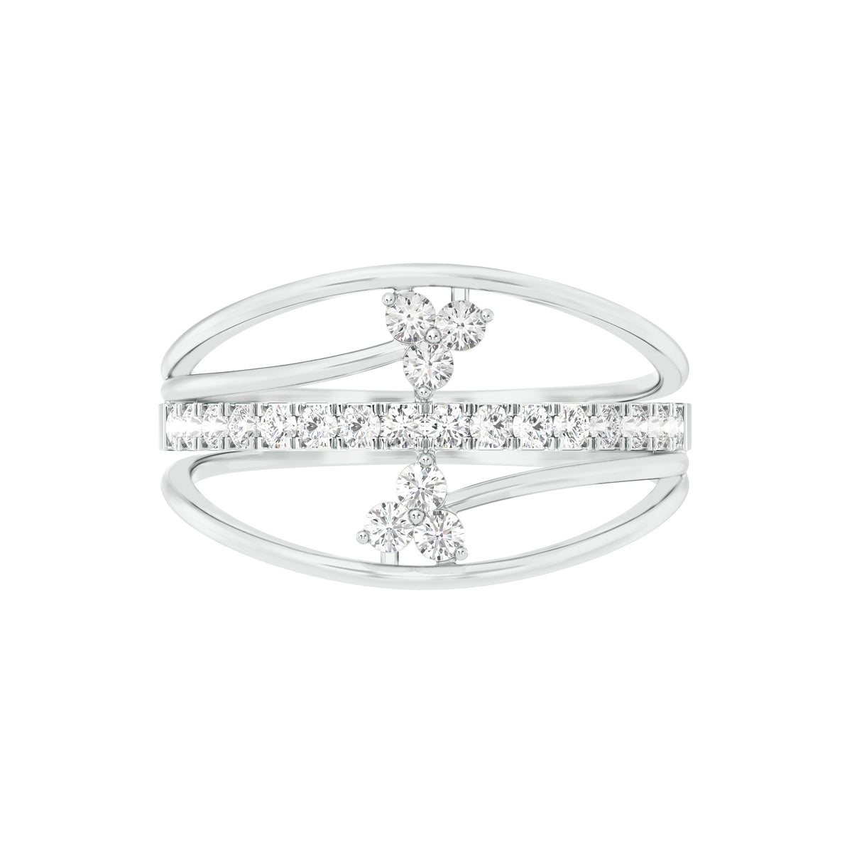 18k White Gold and Diamond Fancy Ring in size 5.5 and total gold weight of 2.52 gm