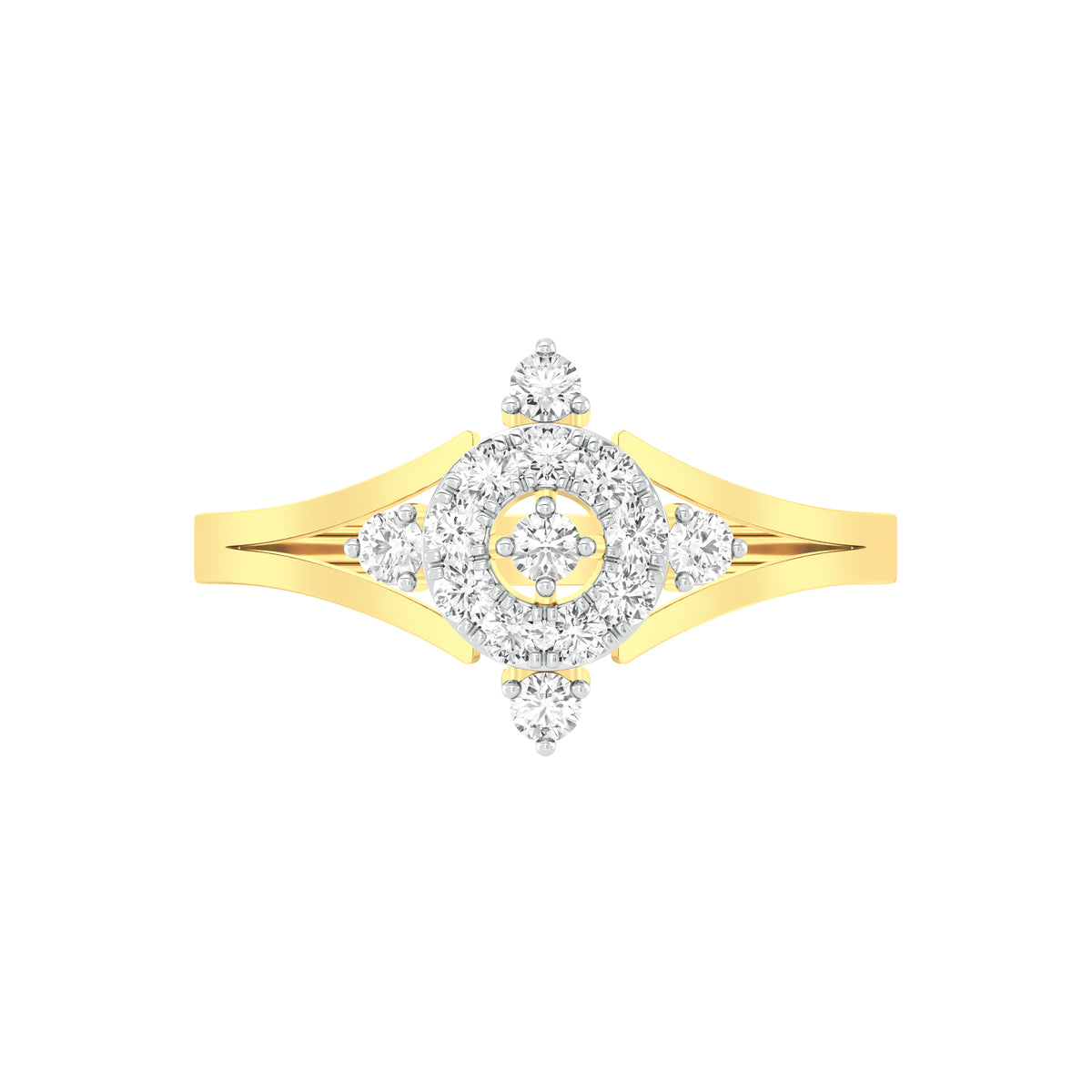18k Yellow Gold and Diamond Fancy Ring in size 5.5 and total gold weight of 1.55g