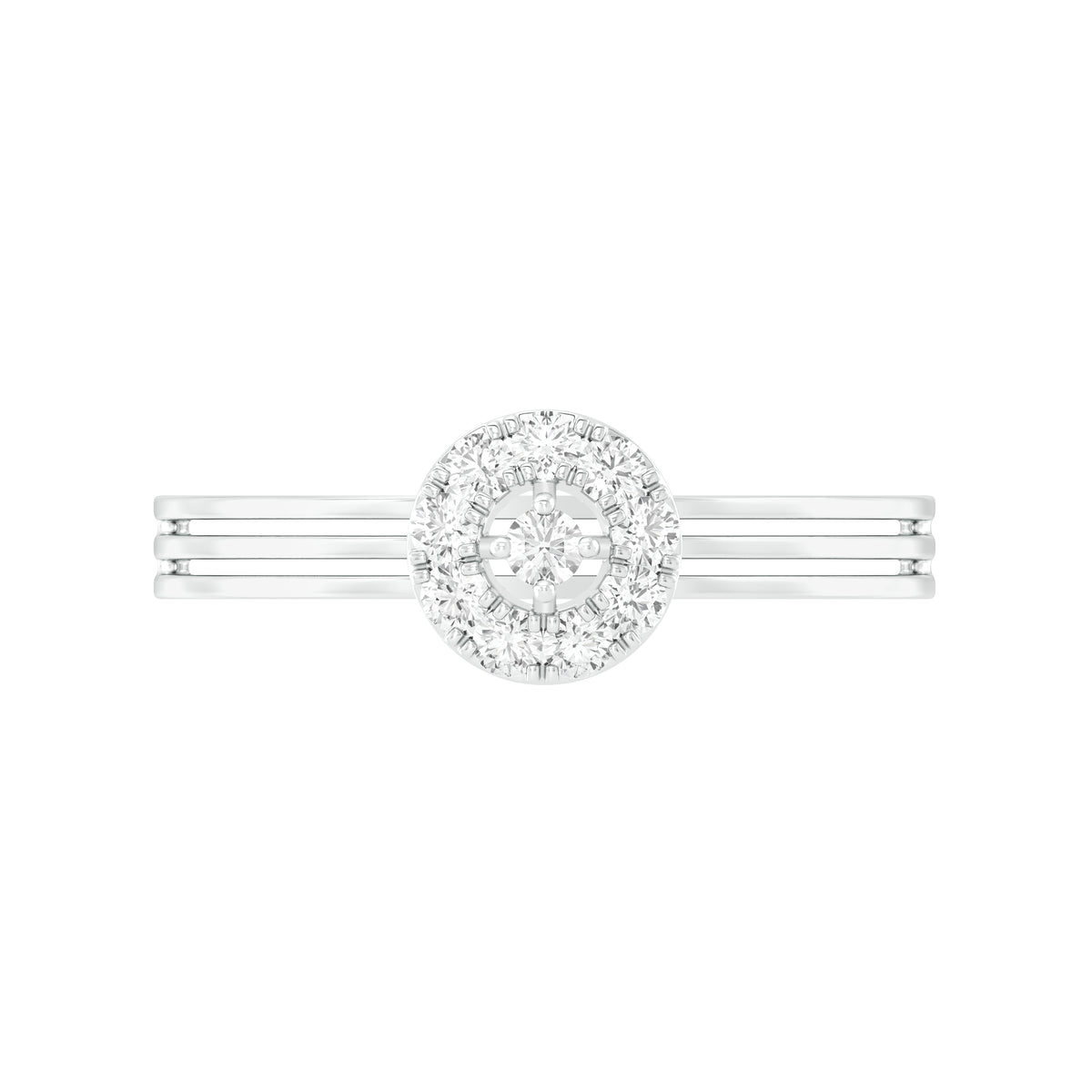 18k White Gold and Diamond Fancy Ring in size 5.5 and total gold weight of 1.33g
