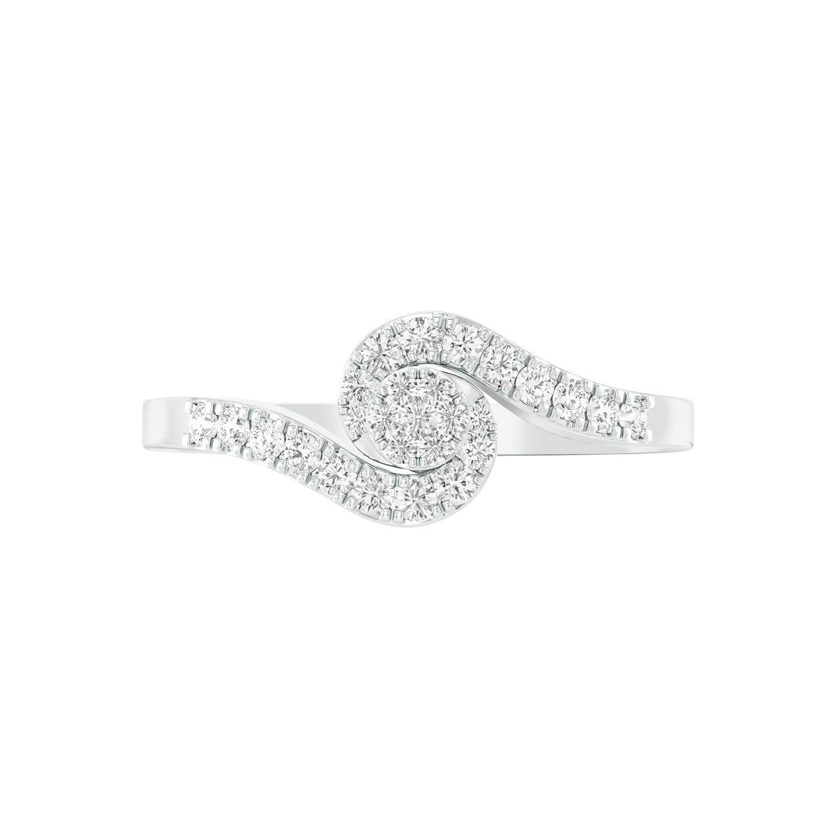 18k White Gold and Diamond Fancy Ring in size 5.5 and total gold weight of 1.95g