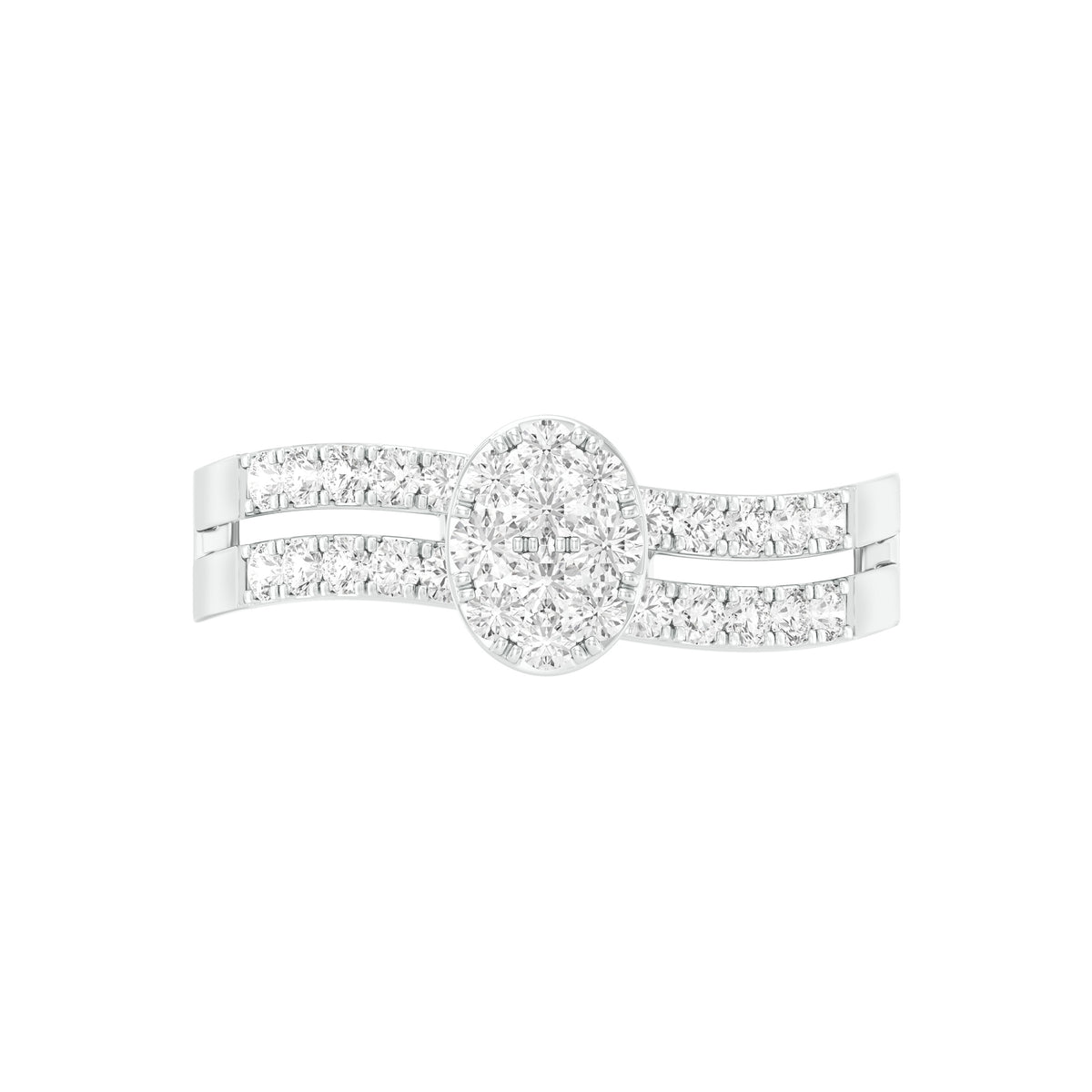 18k White Gold and Diamond Fancy Ring in size  and total gold weight of 2.4g