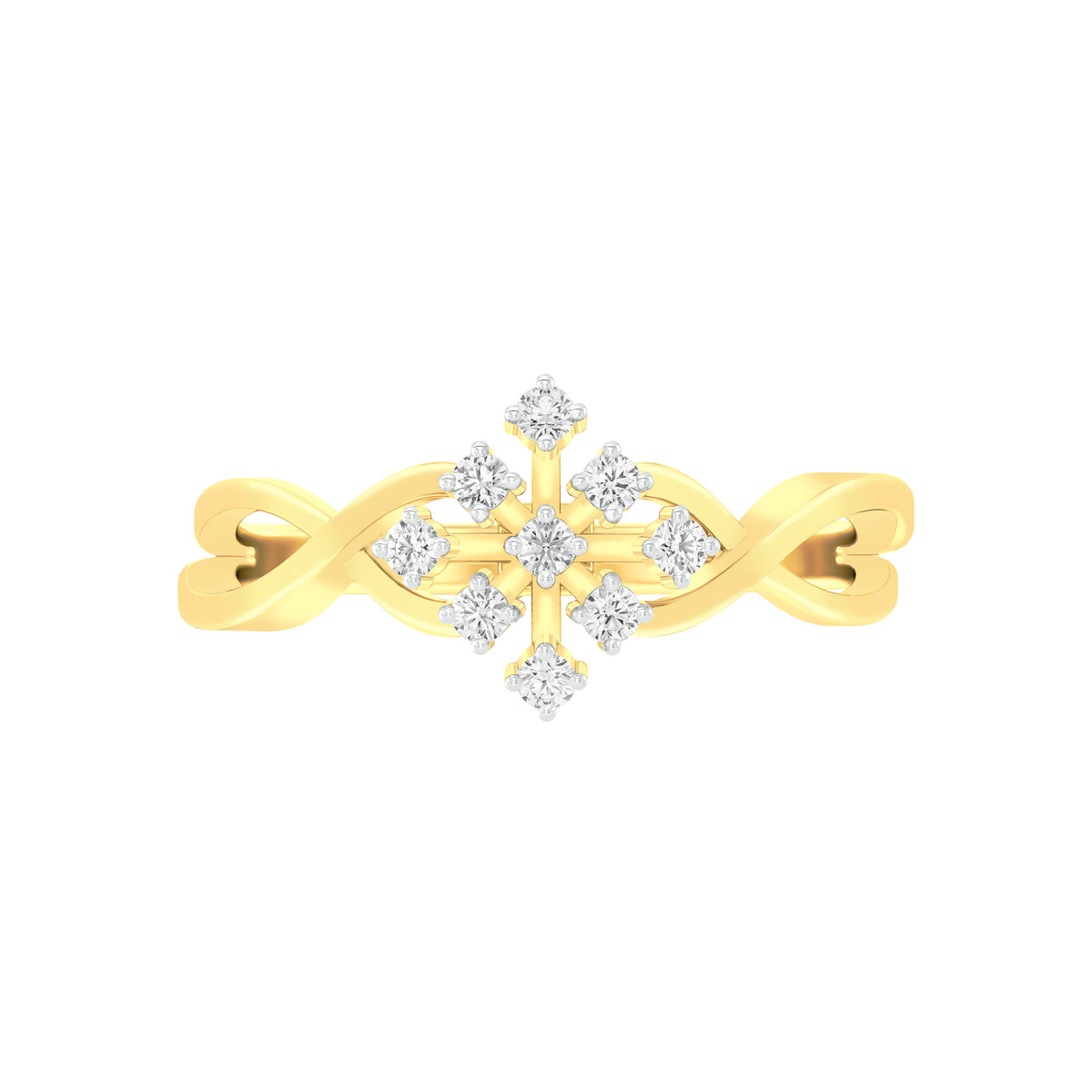 18k Yellow Gold and Diamond Fancy Ring in size 5.5 and total gold weight of 2.17g