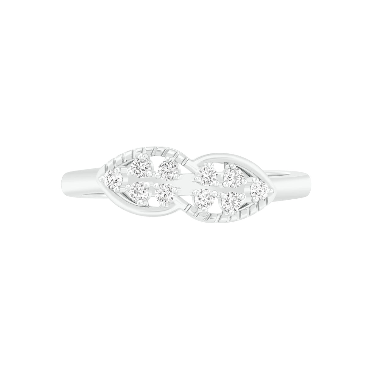 18k White Gold and Diamond Fancy Ring in size 5.5 and total gold weight of 2.2g