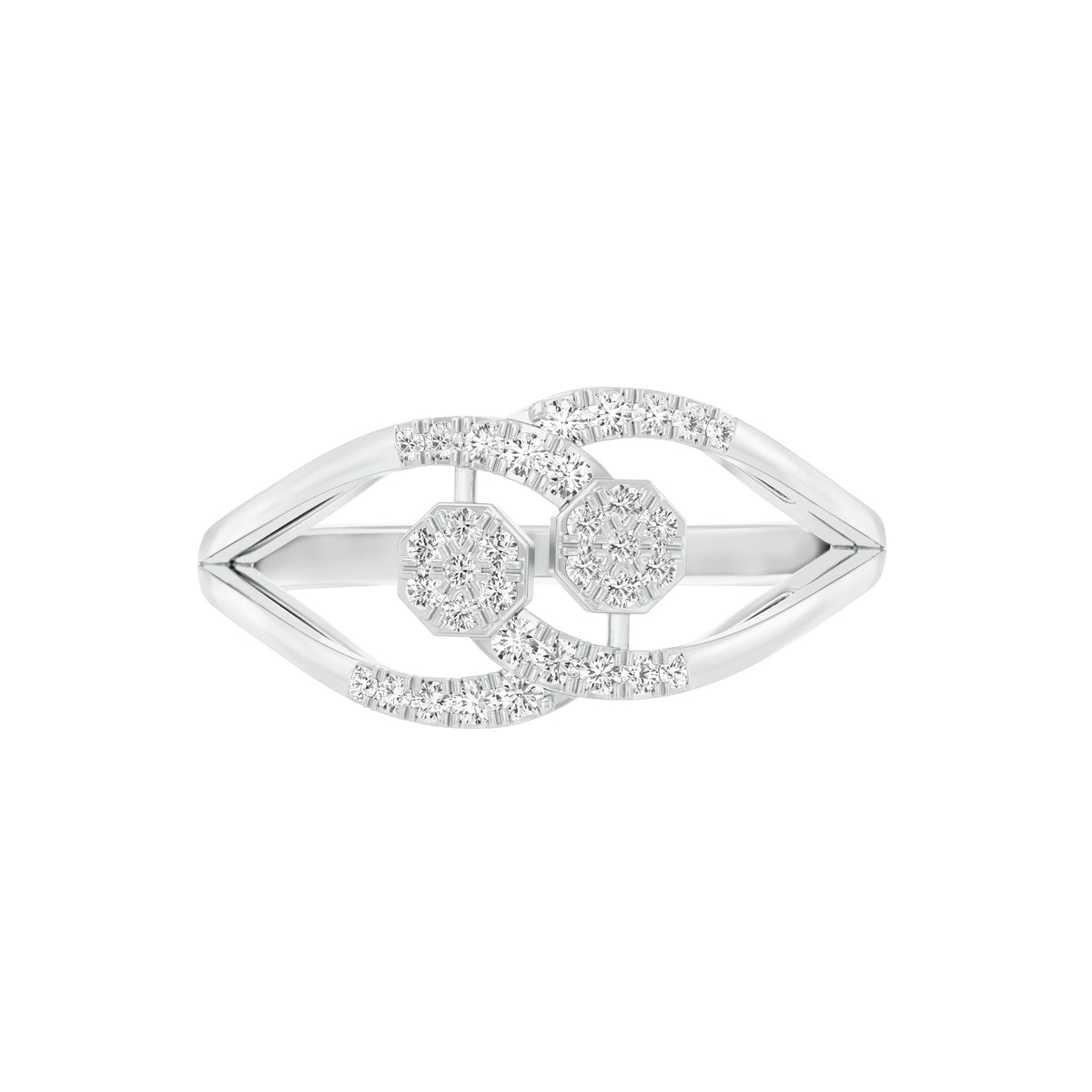 18k White Gold and Diamond Fancy Ring in size 5.5 and total gold weight of 2.19g