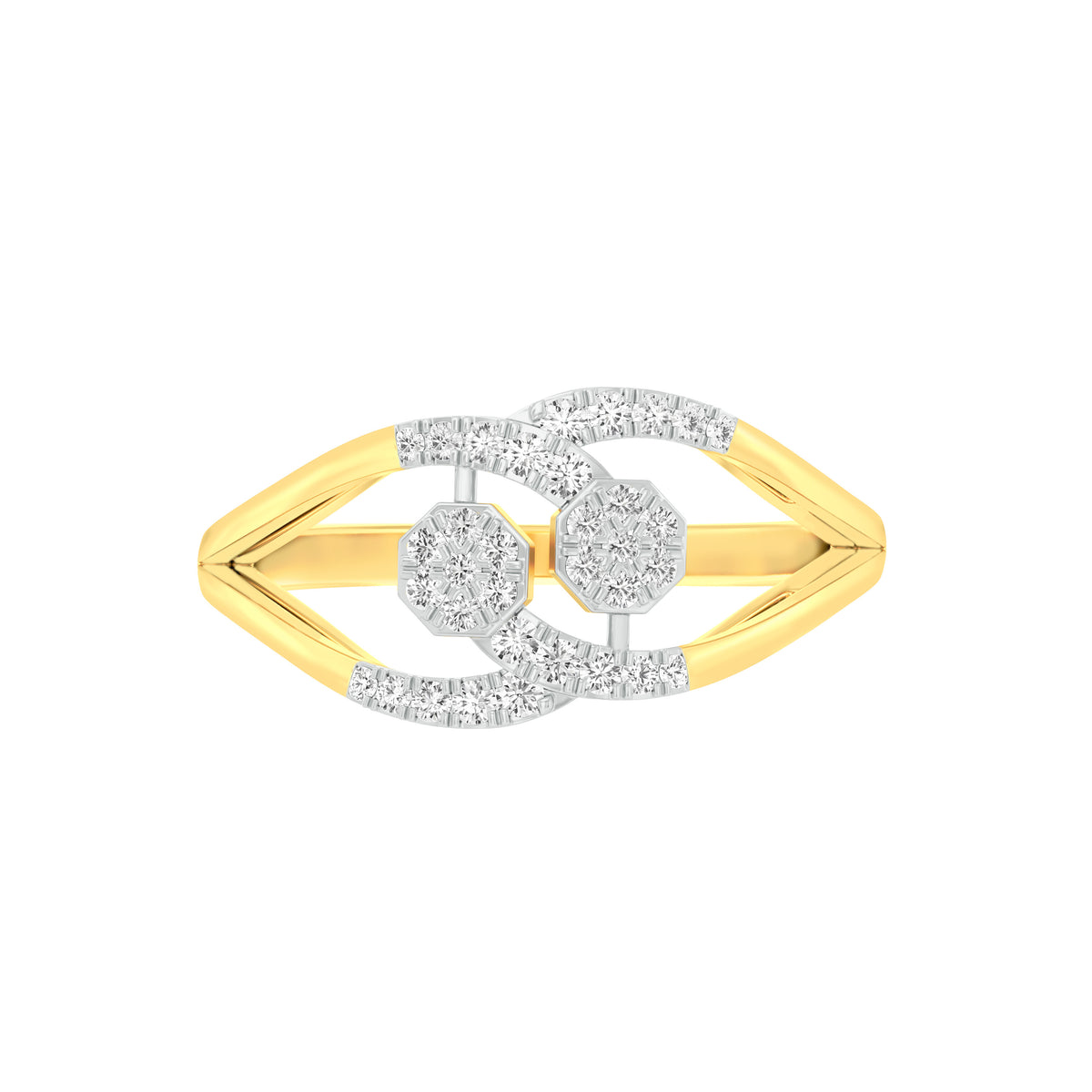 18k Yellow Gold and Diamond Fancy Ring in size 5.5 and total gold weight of 2.29g