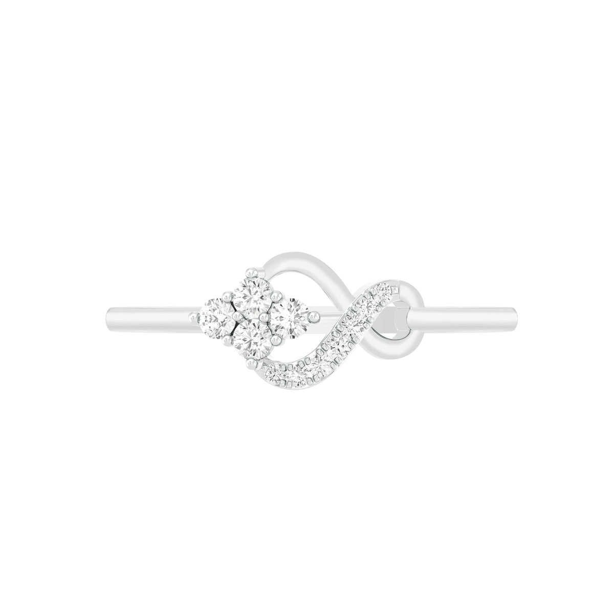 18k White Gold and Diamond Fancy Ring in size 5.5 and total gold weight of 1.39g