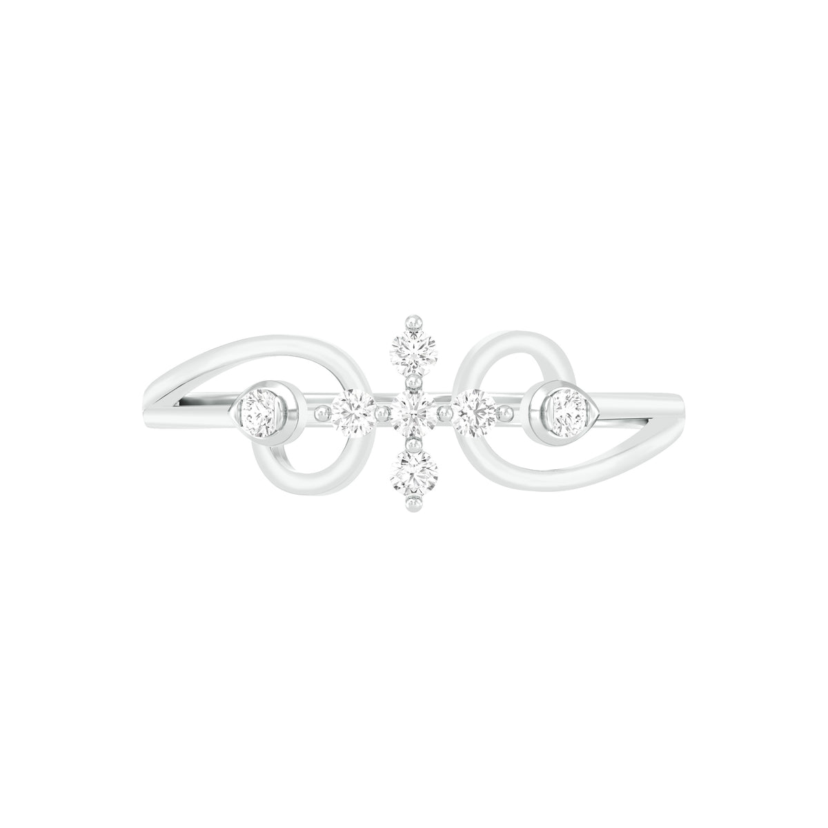 18k White Gold and Diamond Fancy Ring in size 5.5 and total gold weight of 1.55g