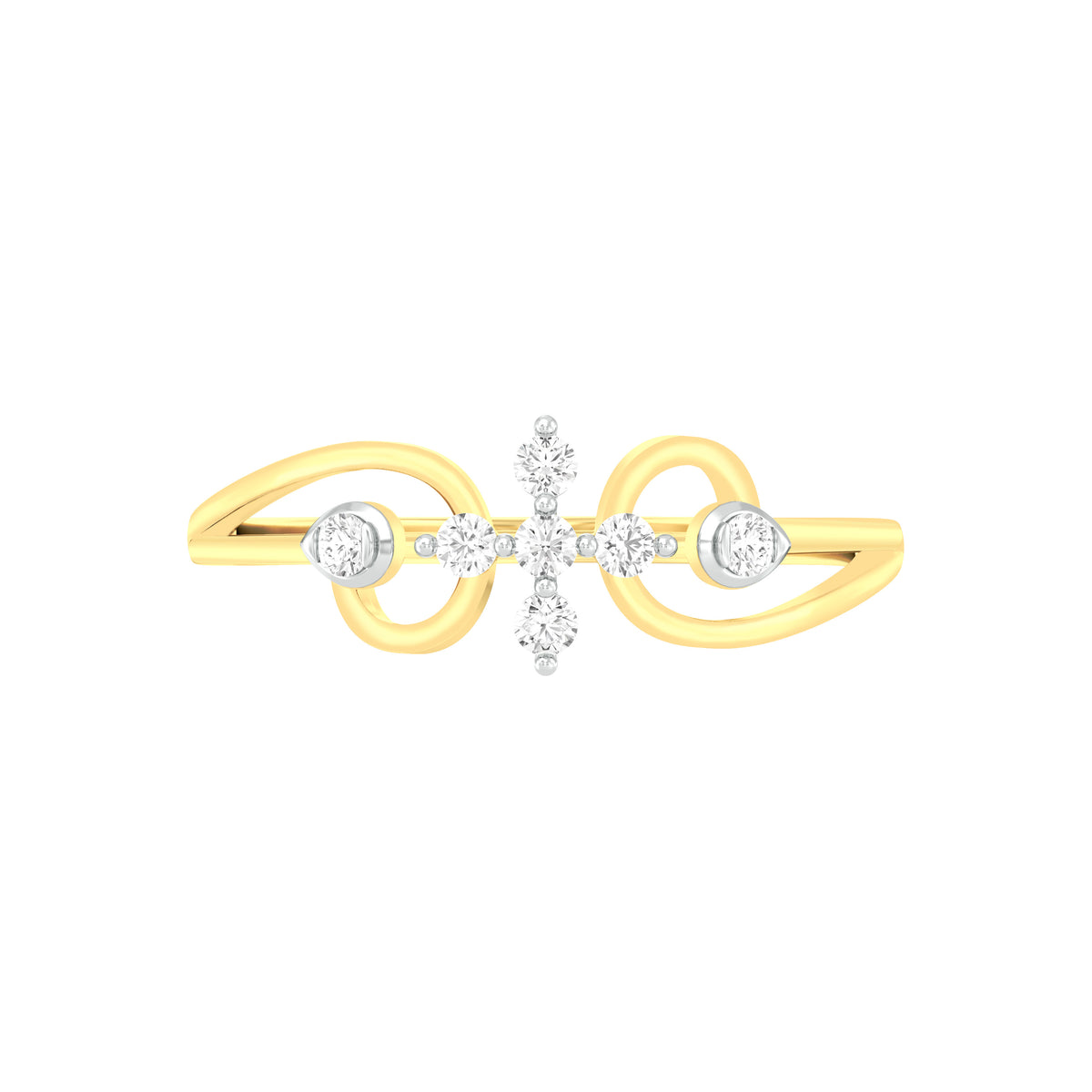 18k Yellow Gold and Diamond Fancy Ring in size 5.5 and total gold weight of 1.54g
