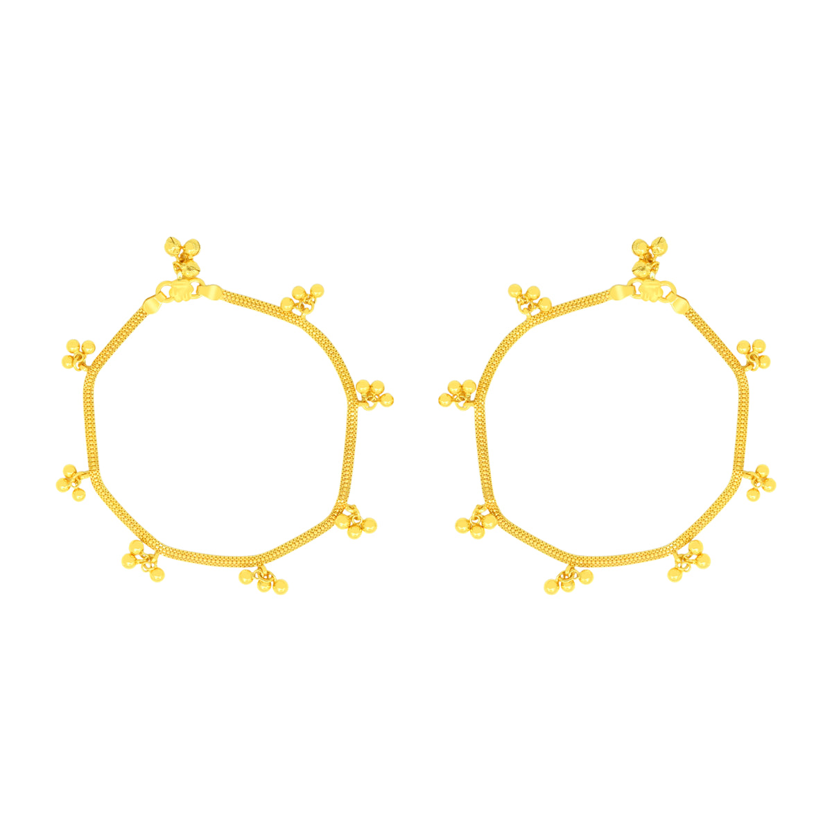 Kid's 22K Gold Dangling Charms Anklets - Pair