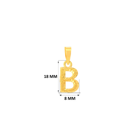 22K Yellow Gold Initial B Pendant with gold weight of 1.08g