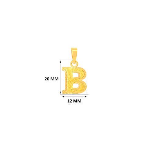 22K Yellow Gold Initial B Pendant with gold weight of 0.97g