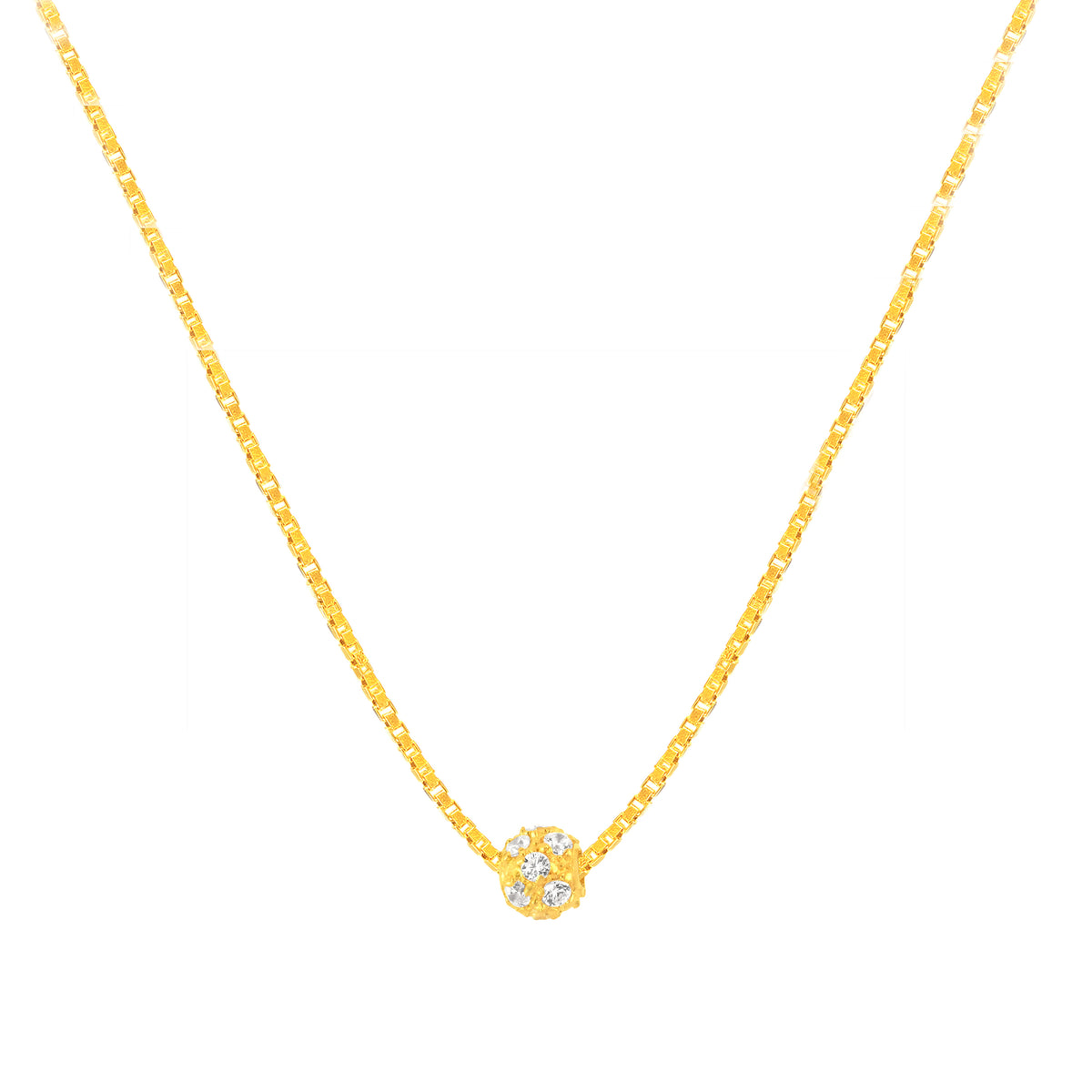 22K Yellow Cubic Zirconia Ball Pendant with gold weight of 0.88g