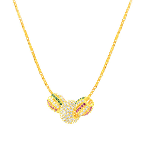 22K Yellow Cubic Zirconia 3 Ball Pendant with gold weight of 4.76g