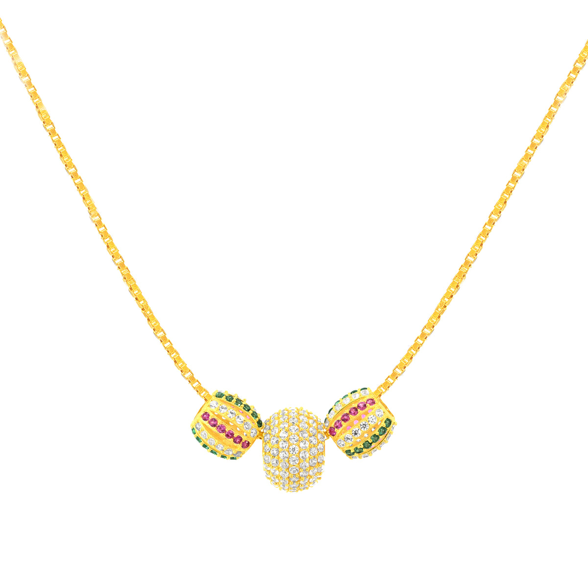 22K Yellow Cubic Zirconia 3 Ball Pendant with gold weight of 4.76g