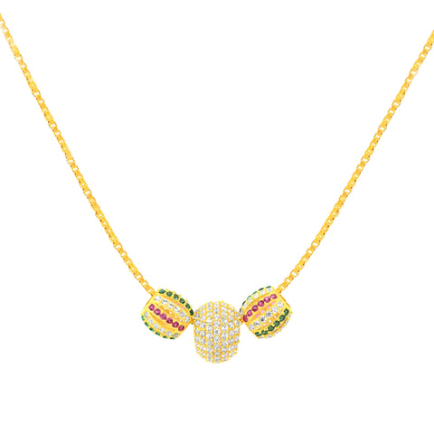 22K Yellow Cubic Zirconia 3 Ball Pendant with gold weight of 4.76g