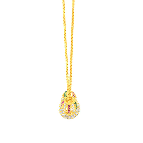 22K Yellow Cubic Zirconia 3 Ball Pendant with gold weight of 4.76g