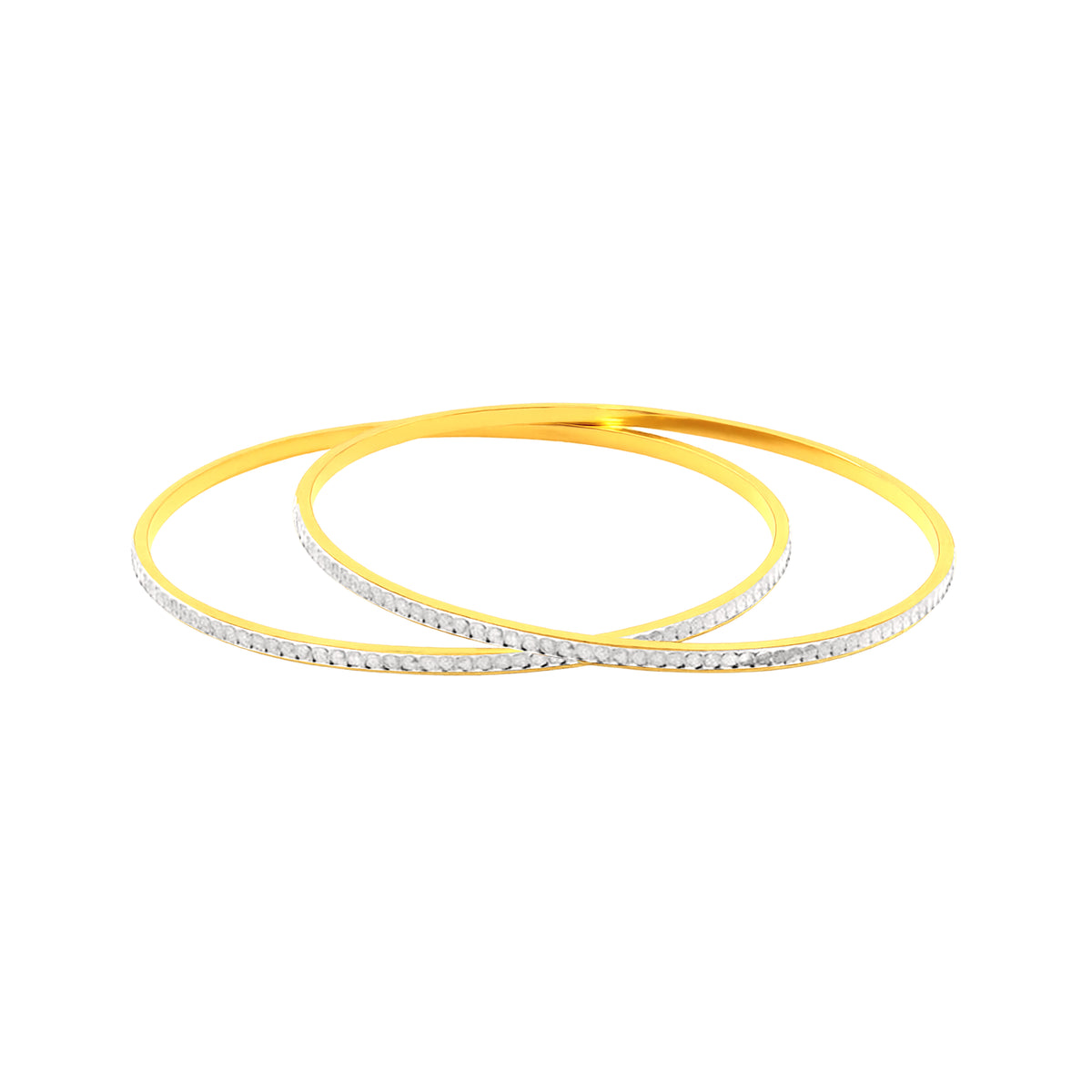 22K Gold Two-Tone Dainty Bangles - Pair