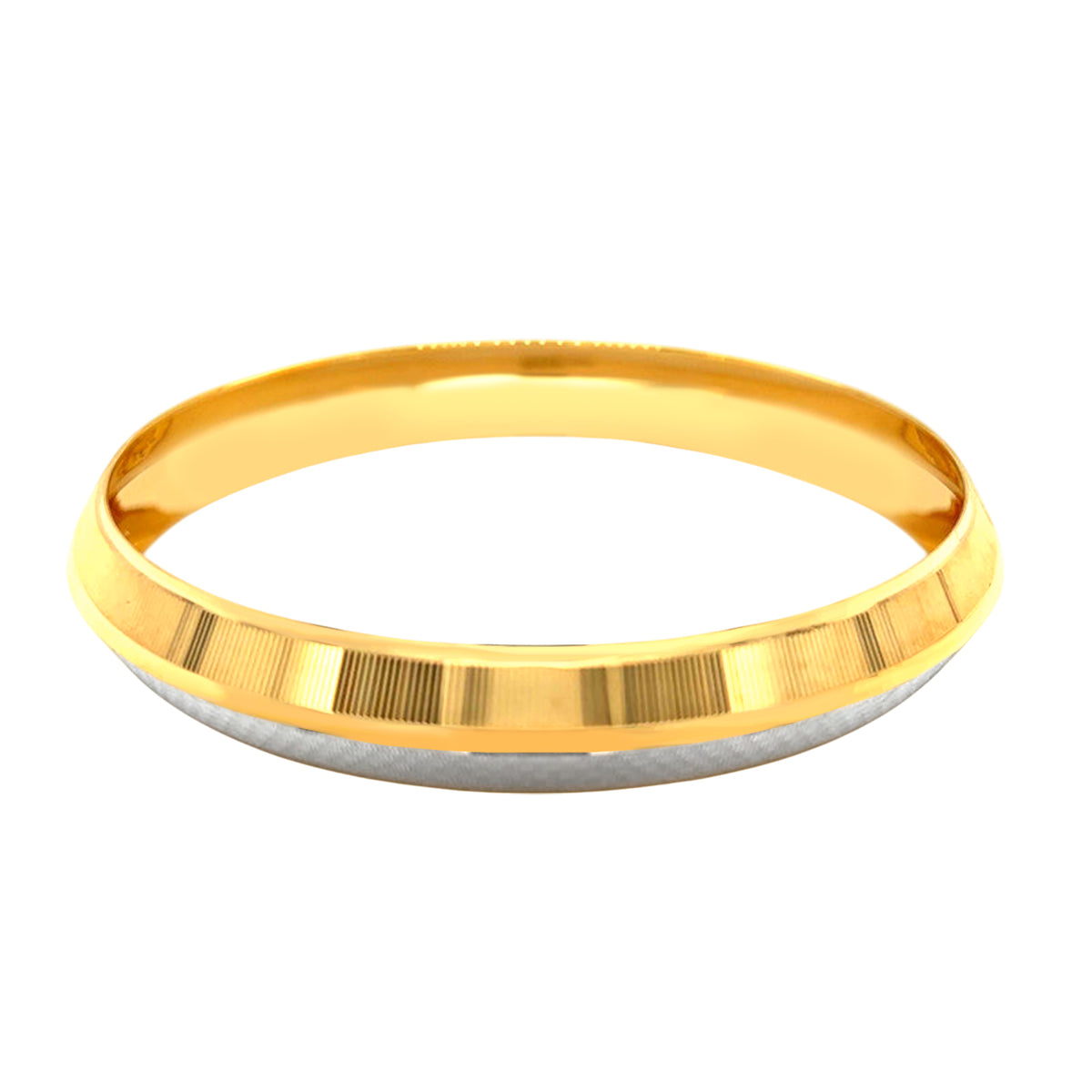 Men's 22K Gold Two-Tone Laser-Cut Domed Kada