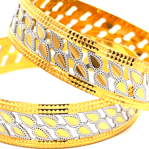 22K Two Tone Gold Fancy Bangles in size 2.5 and gold weight of 59.5g