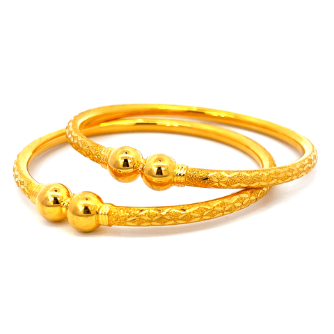 22K Yellow Gold Pipe Bangles in size 2.3 and gold weight of 26.3g