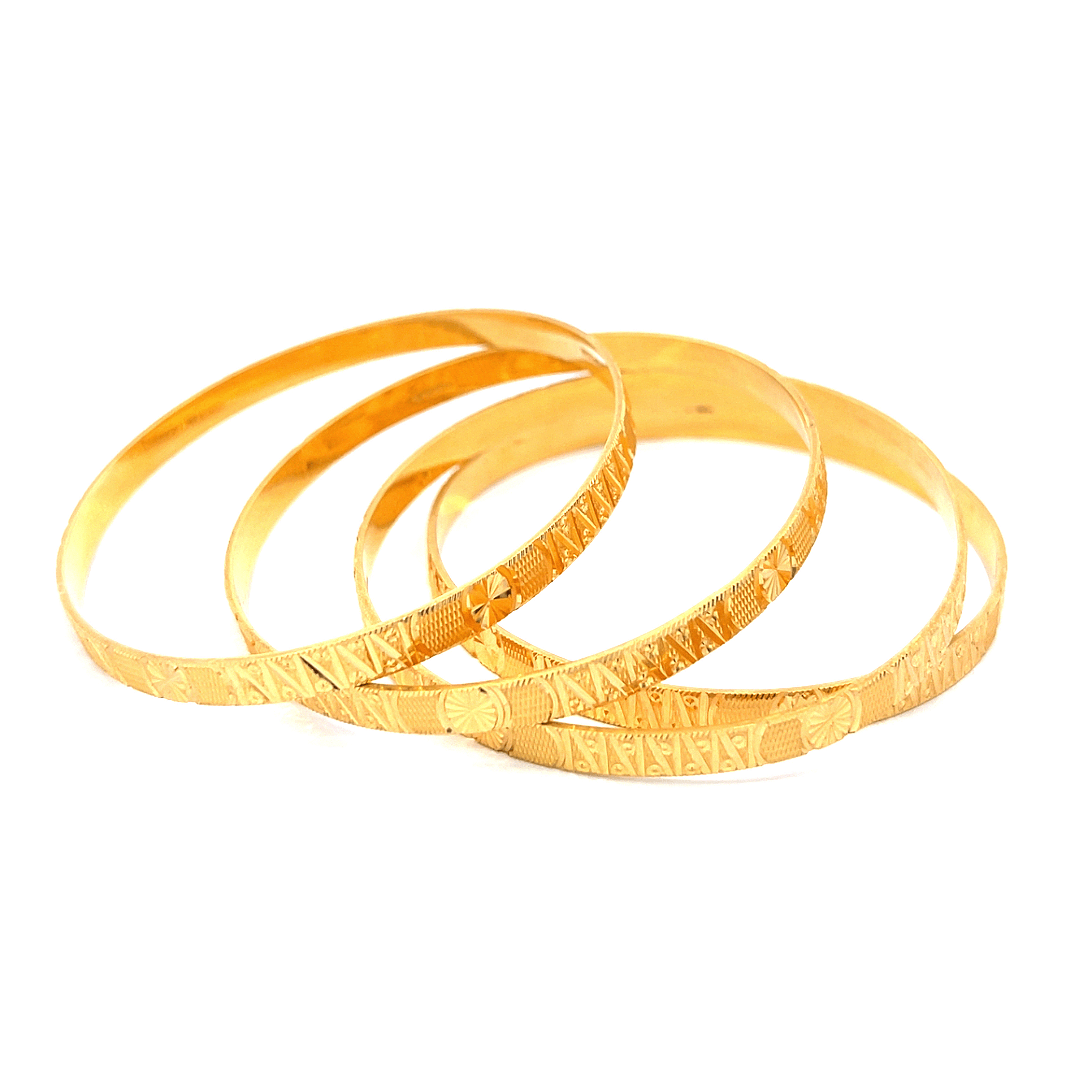 22K Yellow Gold Designer Bangles in size 2.6 and gold weight of 64g