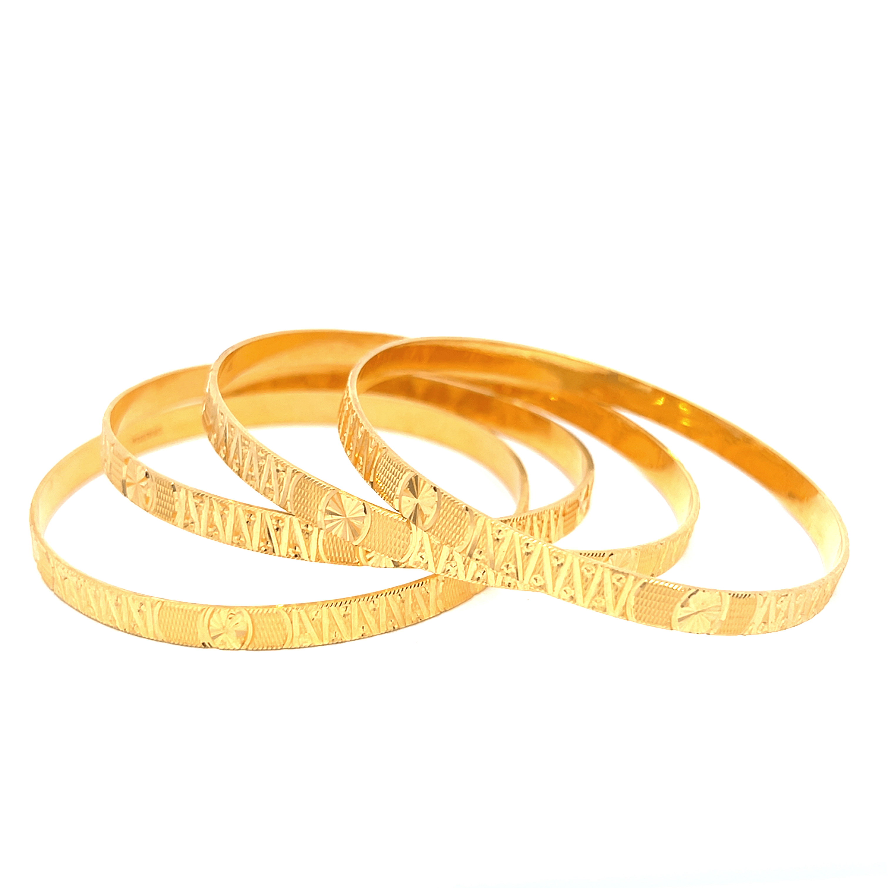 22K Yellow Gold Designer Bangles in size 2.6 and gold weight of 64g