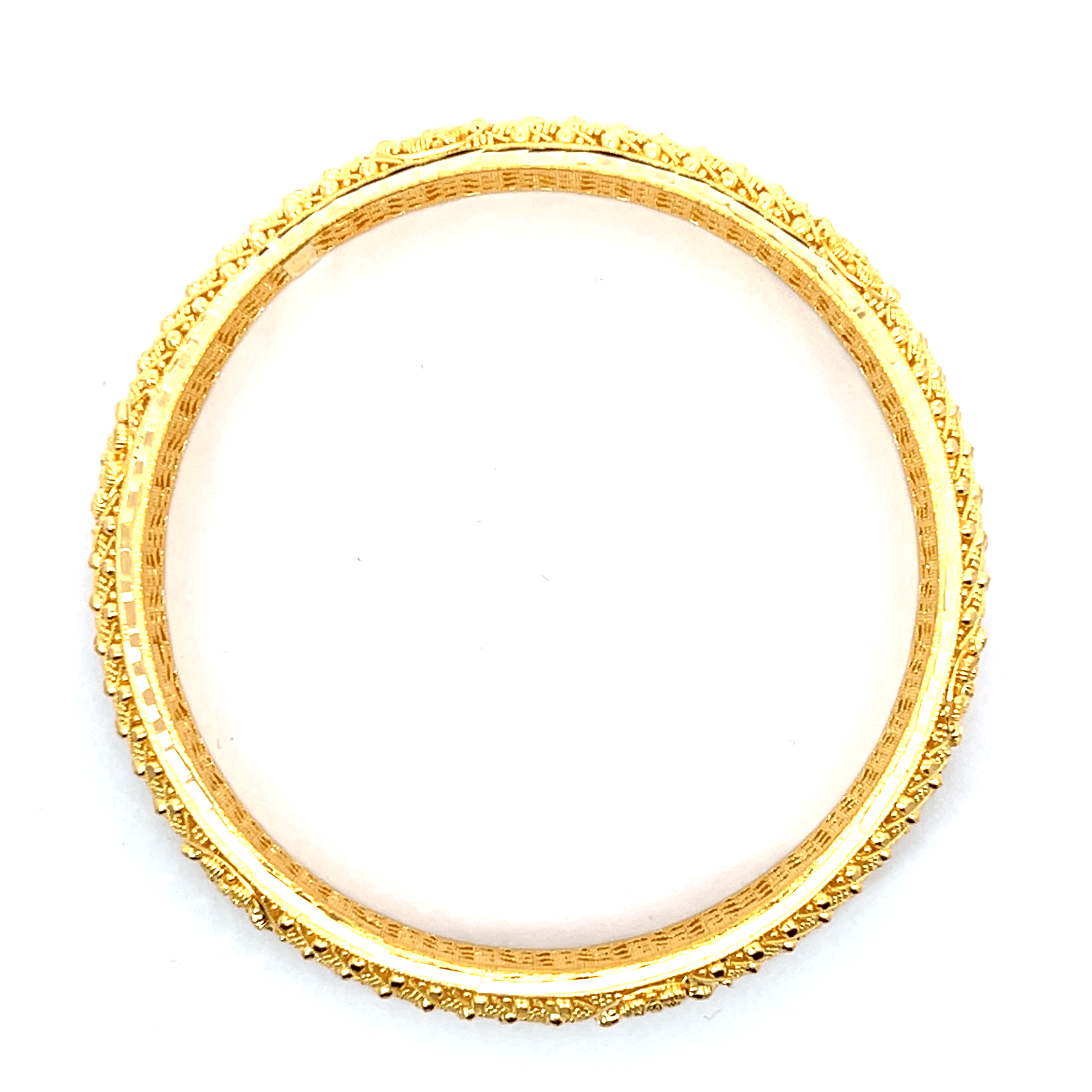 22K Yellow Gold Filigree Bangles in size 2.4 and gold weight of 45.4g