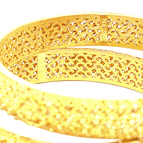 22K Yellow Gold Filigree Bangles in size 2.4 and gold weight of 45.4g