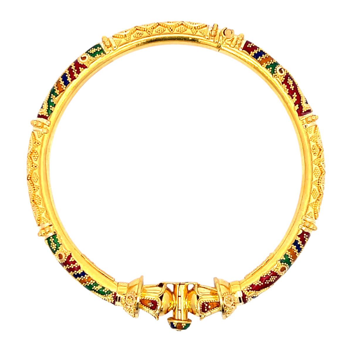 22K Yellow Gold Meenakari Pipe Bangles in size 2.4 and gold weight of 41.4g