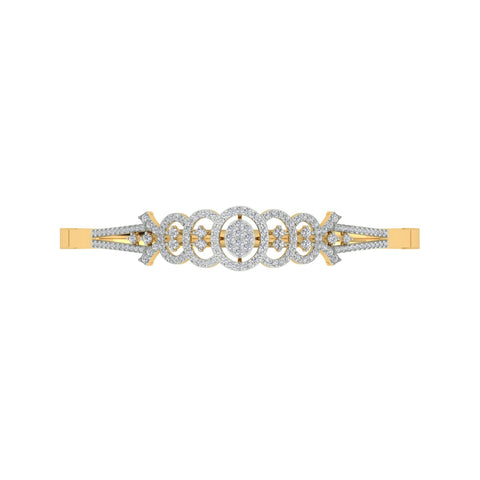 18k Yellow Gold and Diamond Hinged Bracelet measuring 11mm thickness x 56mm width