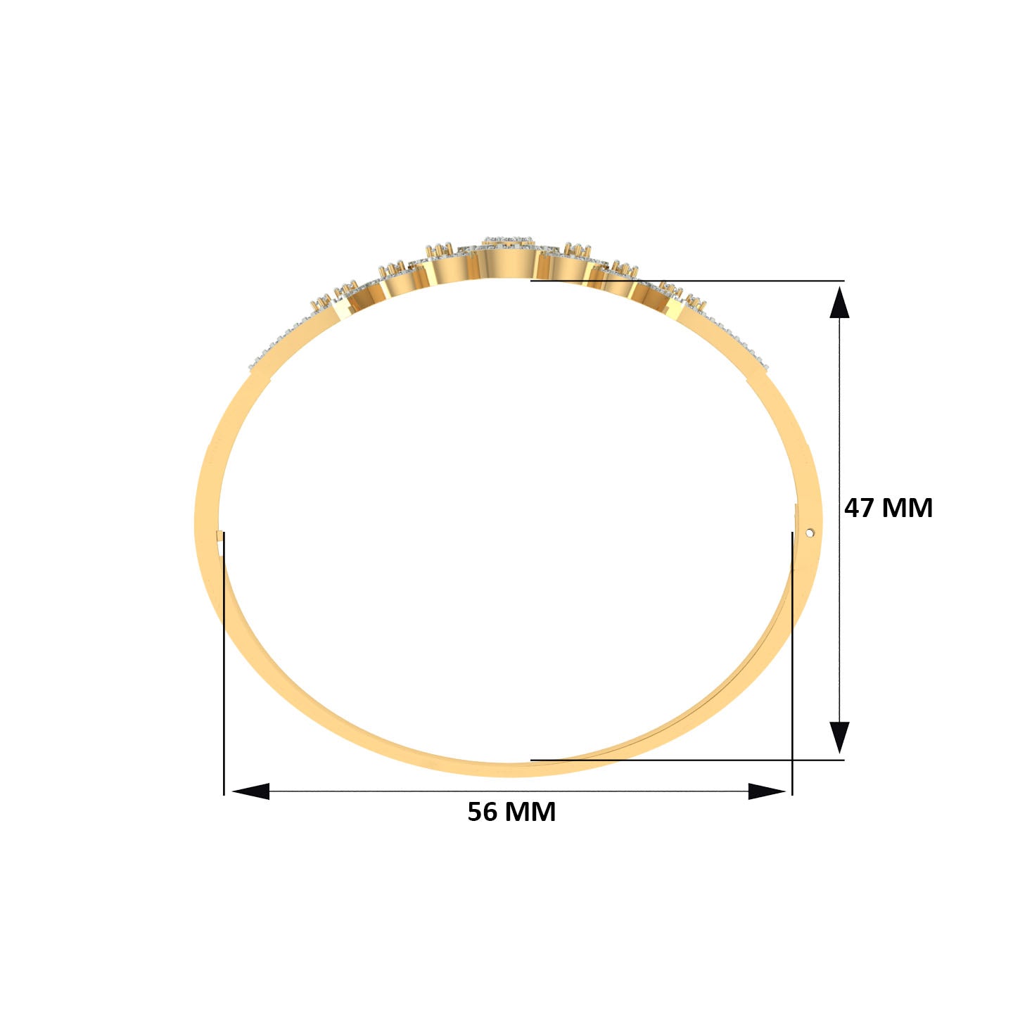 18k Yellow Gold and Diamond Hinged Bracelet measuring 11mm thickness x 56mm width