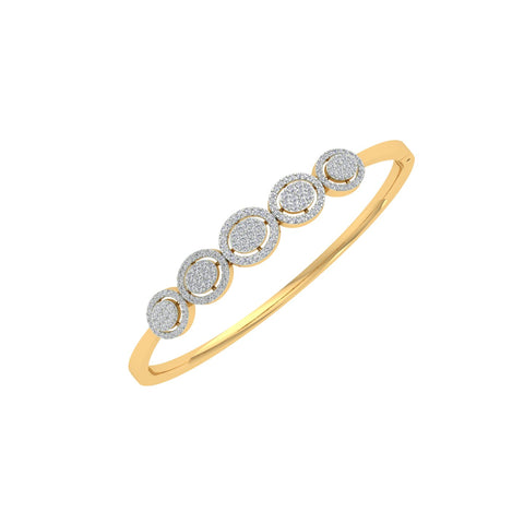 18k Yellow Gold and Diamond Hinged Bracelet measuring 10mm thickness x 55mm width