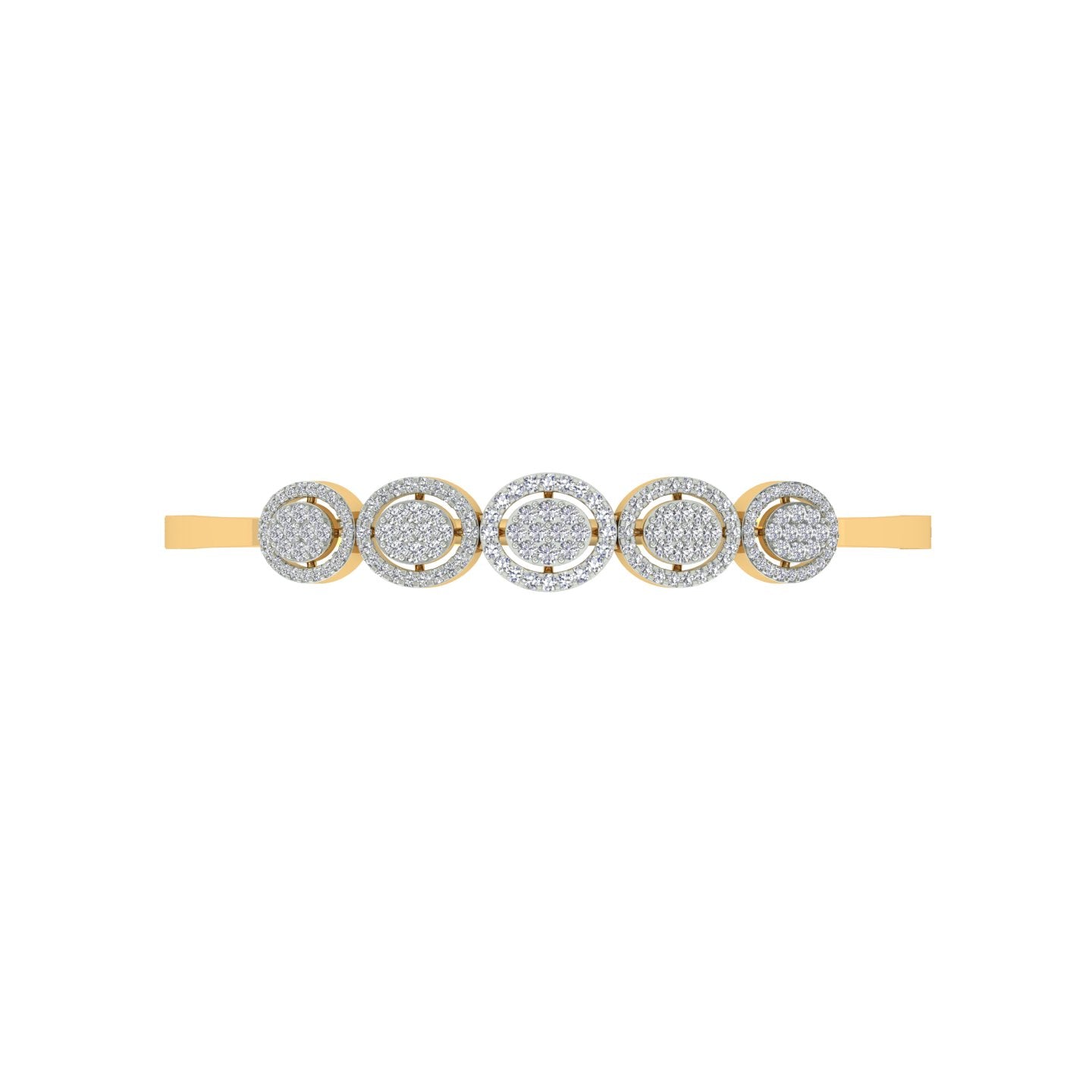 18k Yellow Gold and Diamond Hinged Bracelet measuring 10mm thickness x 55mm width