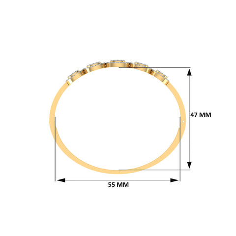 18k Yellow Gold and Diamond Hinged Bracelet measuring 10mm thickness x 55mm width