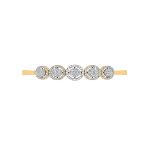 18k Yellow Gold and Diamond Hinged Bracelet measuring 9mm thickness x 56mm width