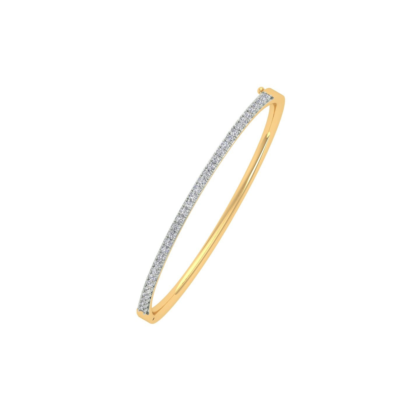 18k Yellow Gold and Diamond Hinged Bracelet measuring 2mm thickness x 57mm width