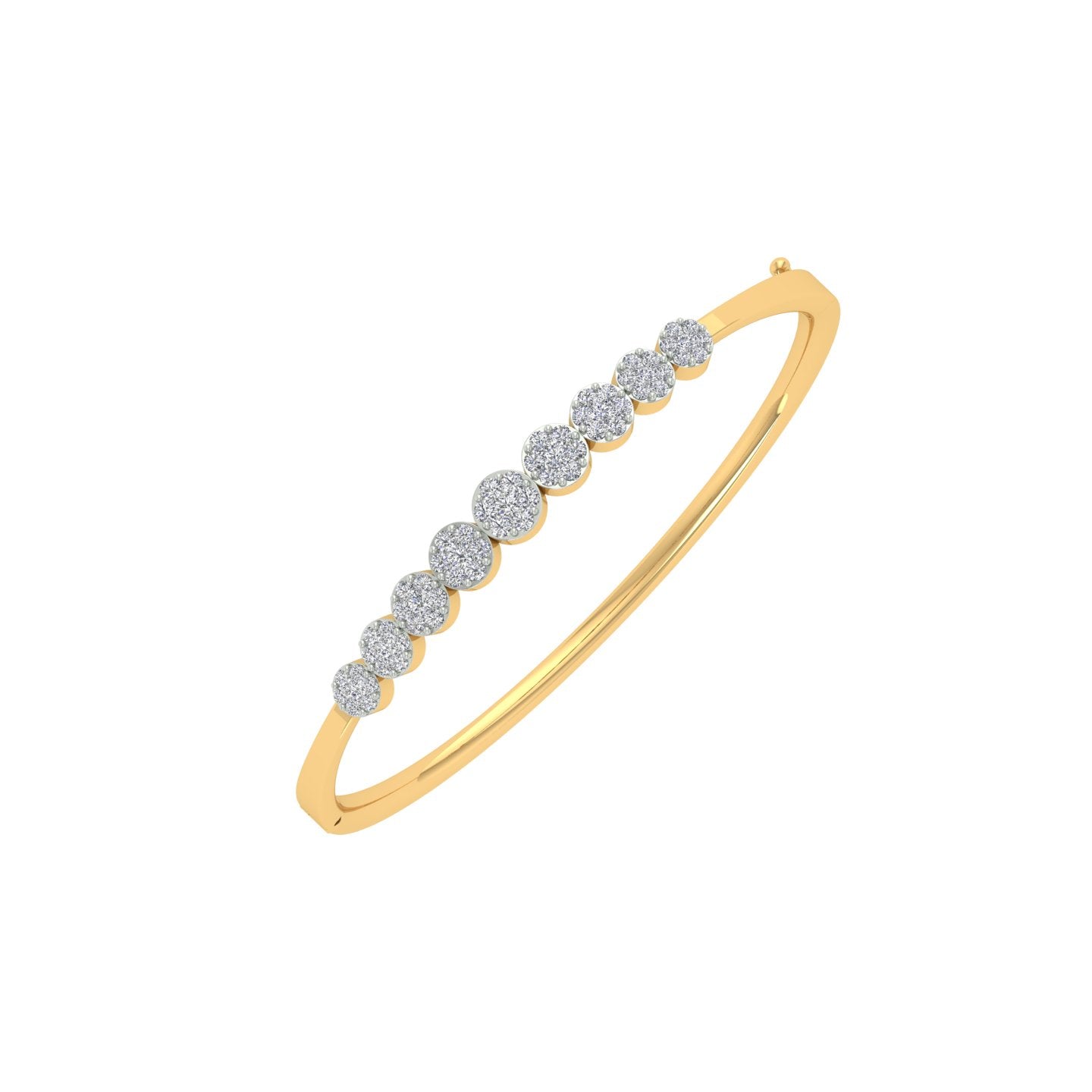 18k Yellow Gold and Diamond Hinged Bracelet measuring 6mm thickness x 58mm width