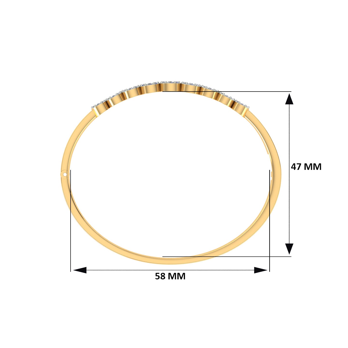 18k Yellow Gold and Diamond Hinged Bracelet measuring 6mm thickness x 58mm width