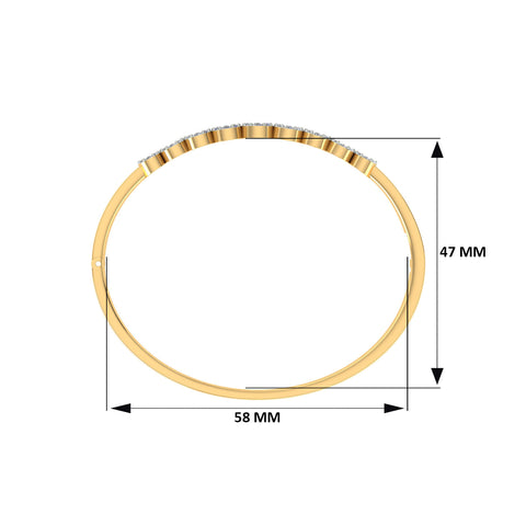 18k Yellow Gold and Diamond Hinged Bracelet measuring 6mm thickness x 58mm width