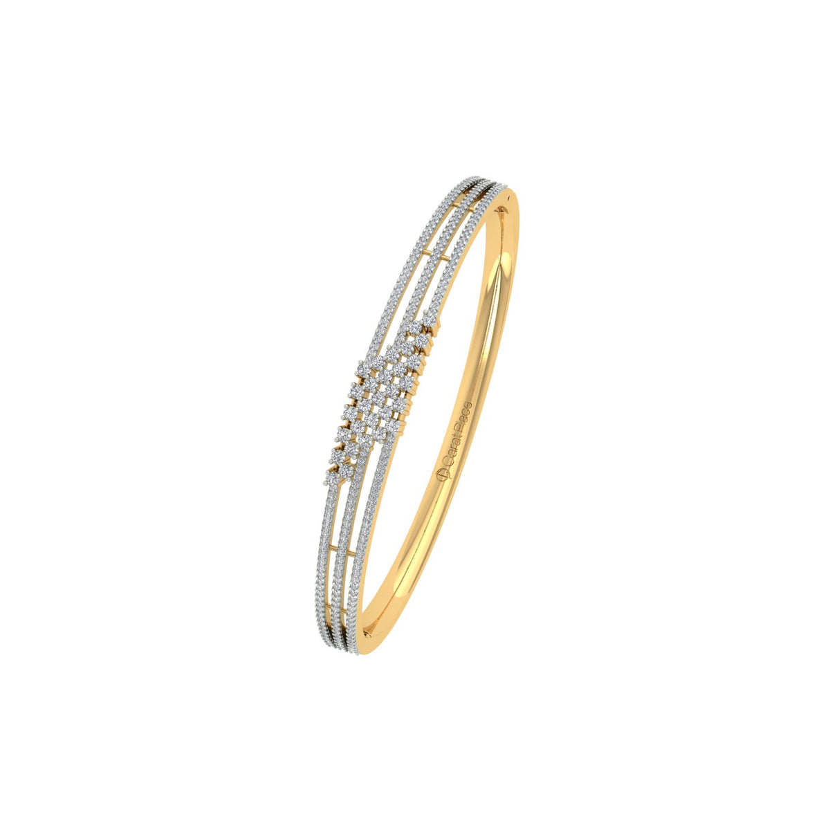 18k Yellow Gold and Diamond Oval measuring mm thickness x 56.6mm width with total gold of 16.41g.