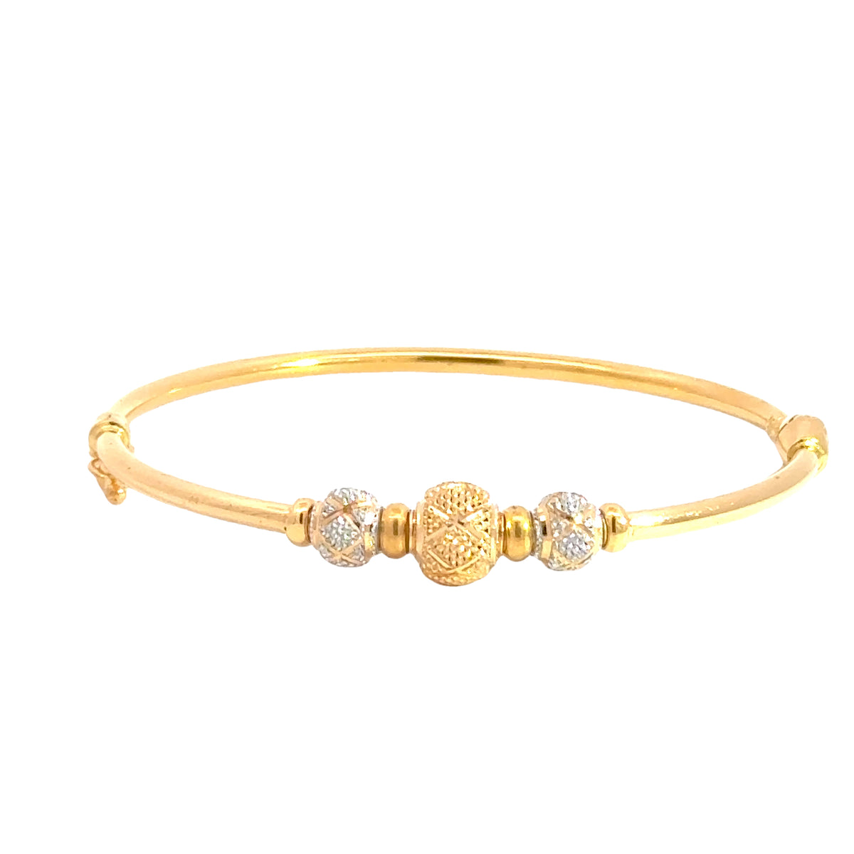 22k Two Tone Gold Graduated Ball-Bead Bracelet measuring 2.2mm thickness x 2 inch length