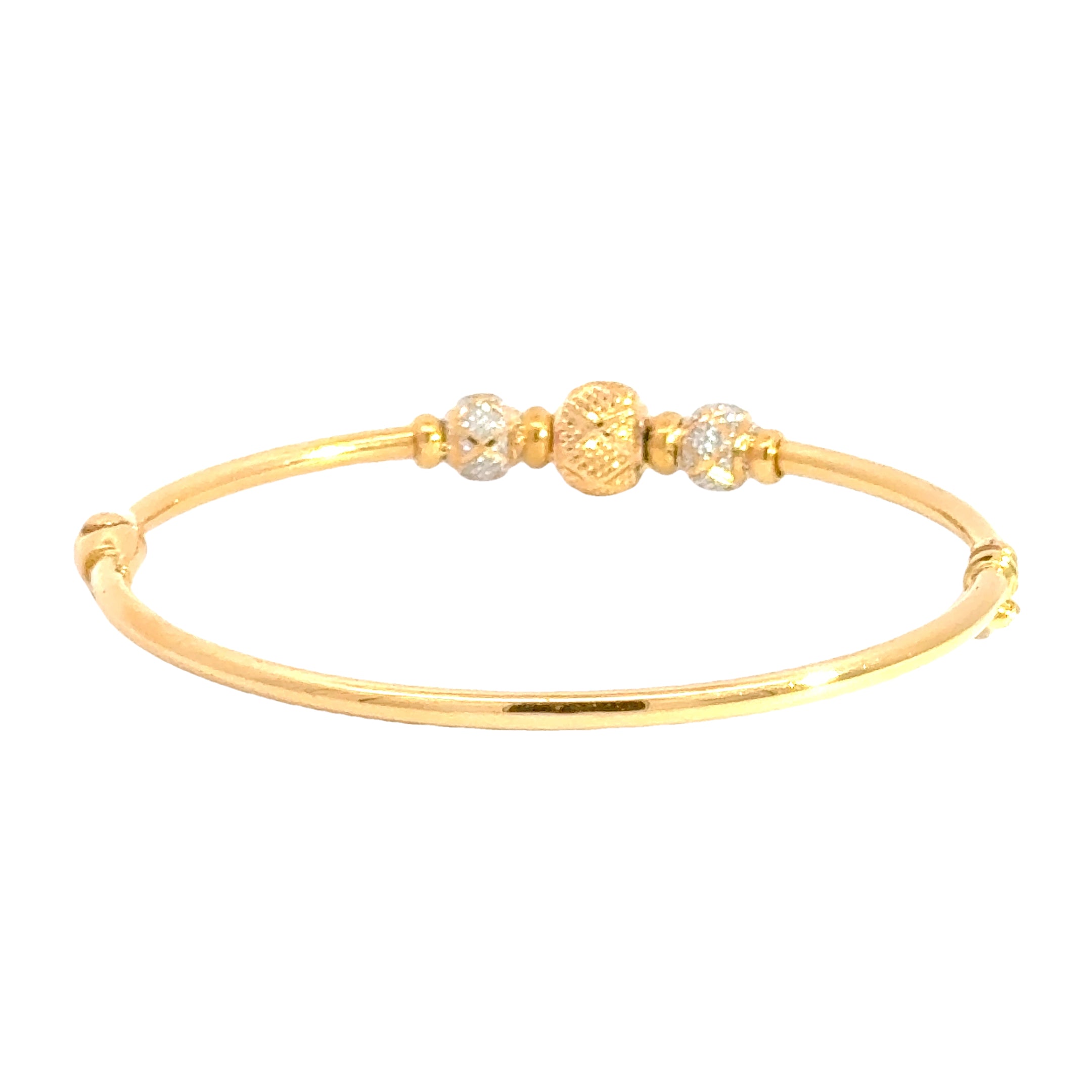 22k Two Tone Gold Graduated Ball-Bead Bracelet measuring 2.2mm thickness x 2 inch length