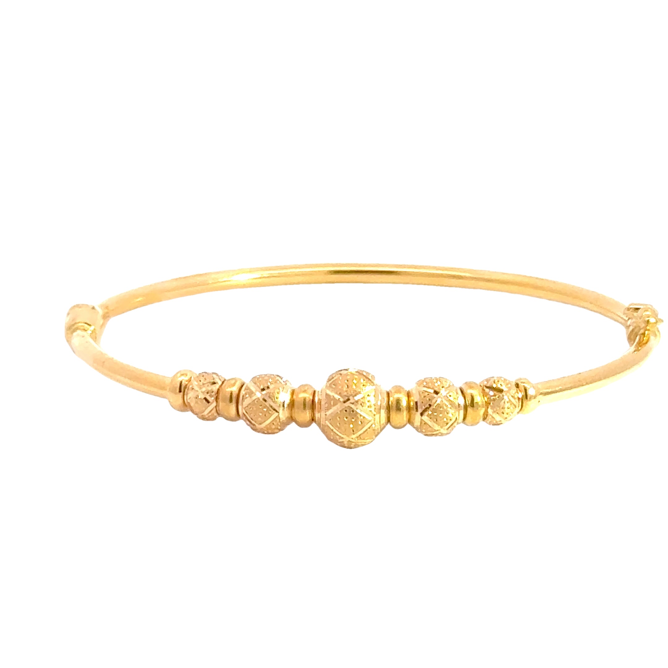 22k Yellow Gold Graduated Ball-Bead Bracelet measuring 2.4mm thickness x 2 inch length