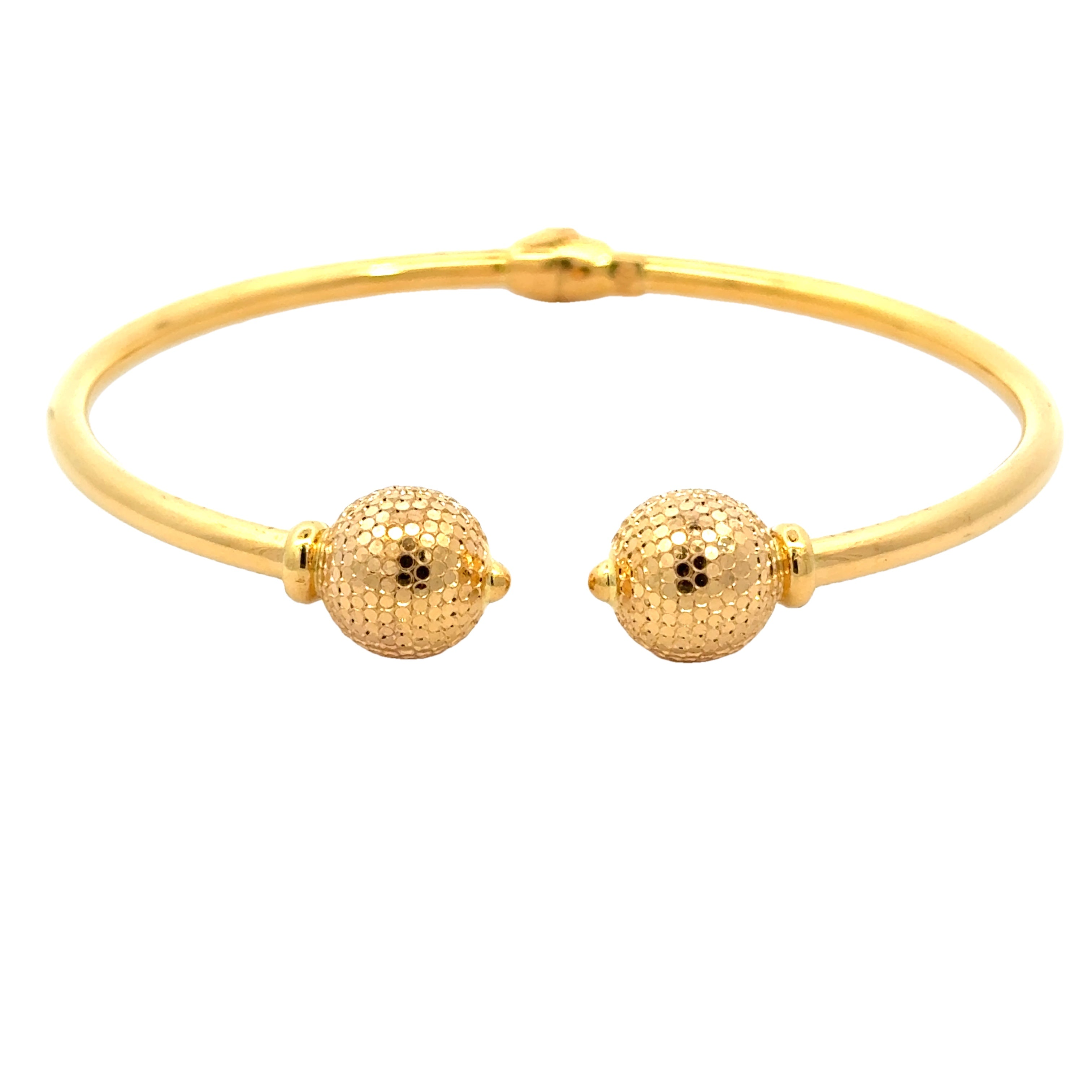 22k Yellow Gold Large Cuff Ball-Bead Bracelet measuring 2.5mm thickness x 3 inch length