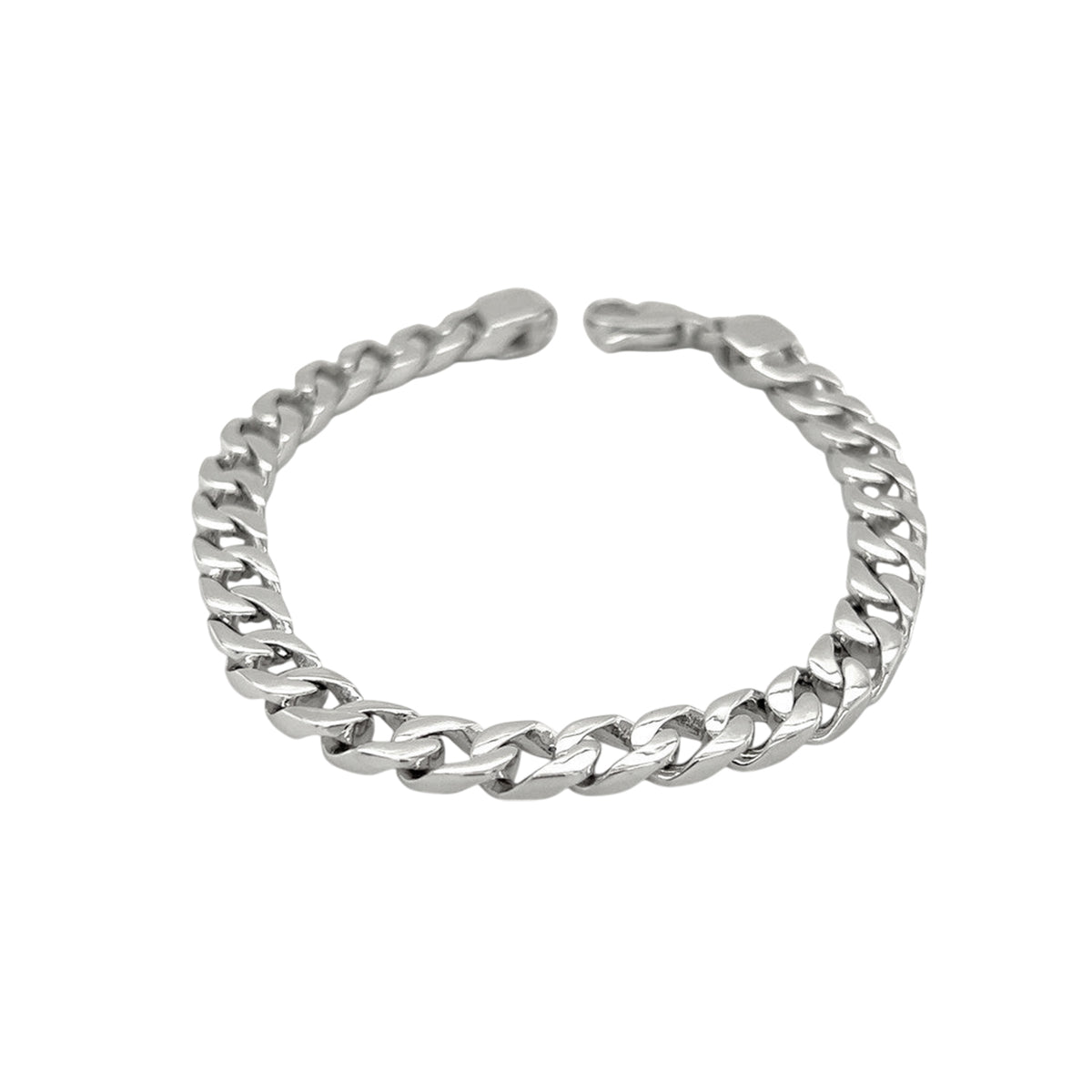 18K White Gold Solid Curb Link Bracelet