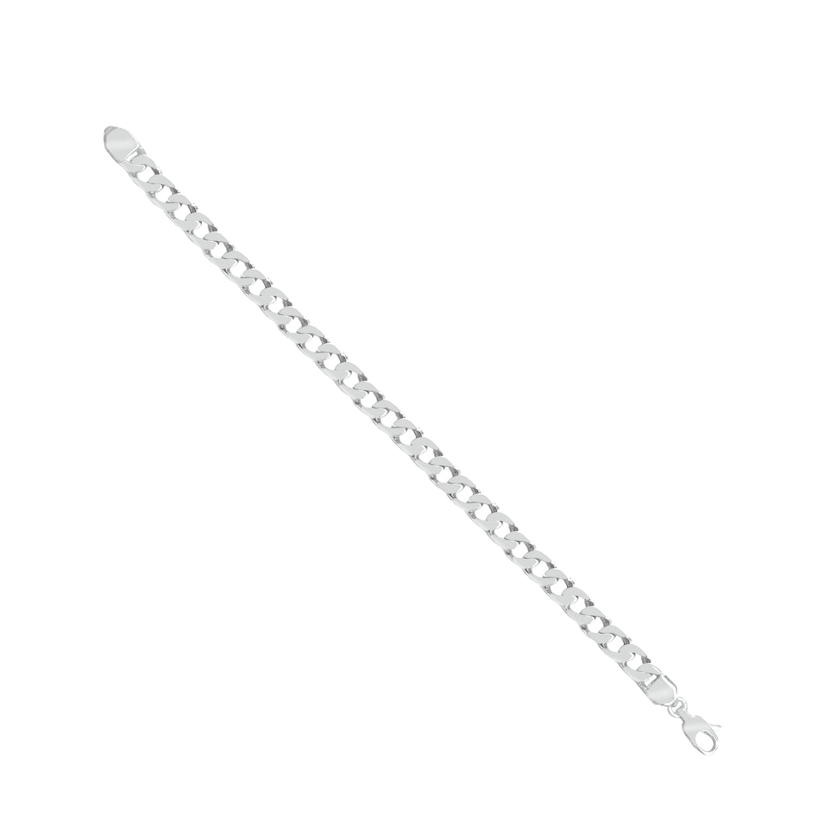 18K White Gold Solid Curb Link Bracelet