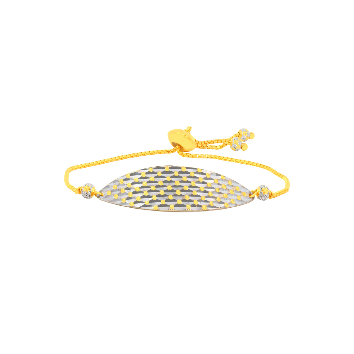22K Two Tone Gold Slider Adjustable Bracelet