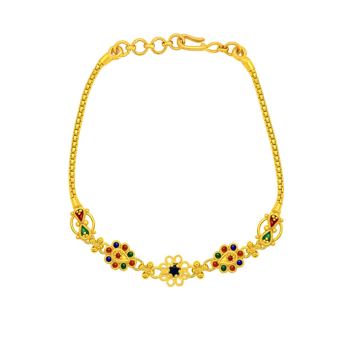22K Gold Colorful Meena Kari Bracelet